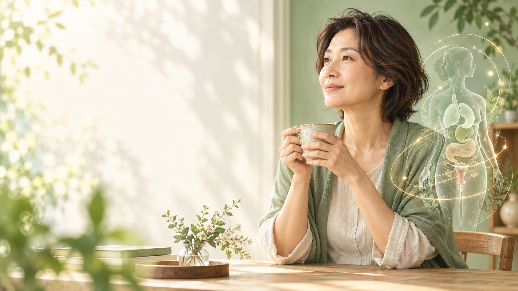 更年期に起こる身体の変化と内臓との関係を考える女性